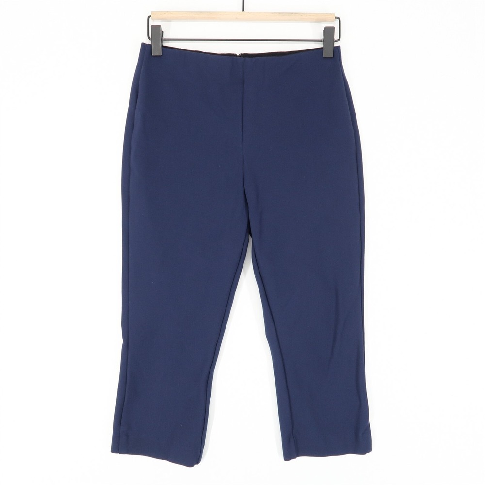Rag and Bone Simone Pants Womens 6 Blue Slim Fit Back Zip Cropped Capri Ponte